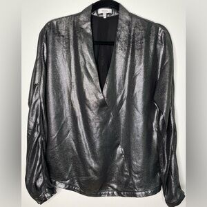 Reiss liquid metallic silver blouse